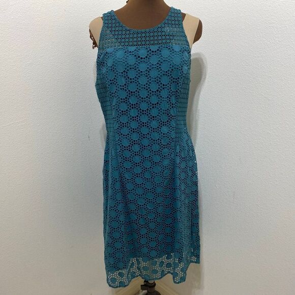 Tory Burch Hallie Broderie Anglaise A-Line Honeycomb Lace Dress No Size Tag - Picture 1 of 8